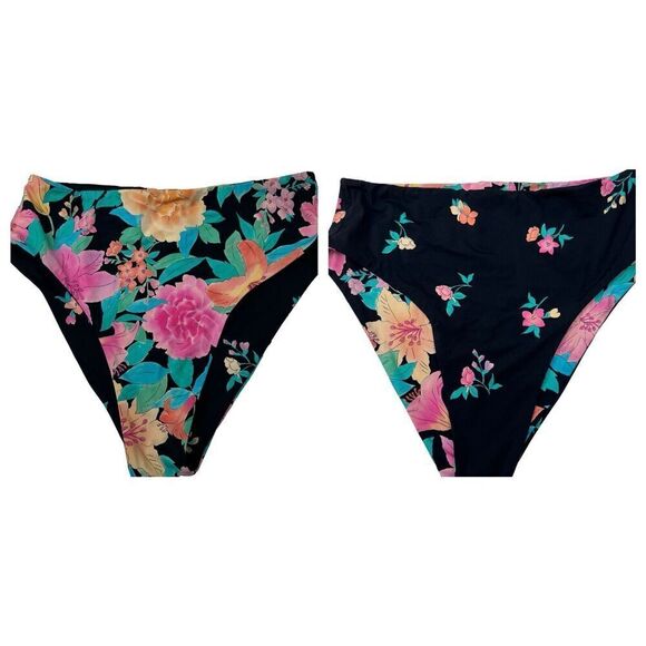 Billabong Women's Black Floral Reversable Bikini Swim Bottoms Size S Small - Picture 1 of 11